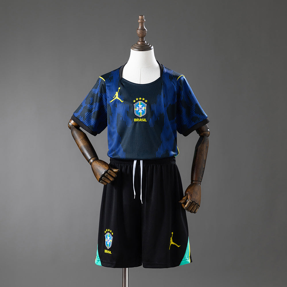Kids Brazil Away Jersey 2026 World Cup Football Kit Soccer Shirt