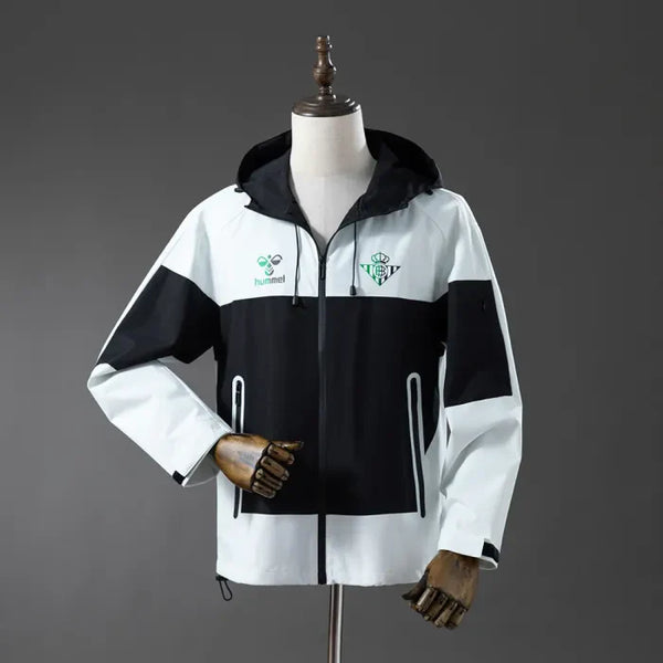Real Betis Windbreaker 2025/26 Black White Football Kit - PalmSportss