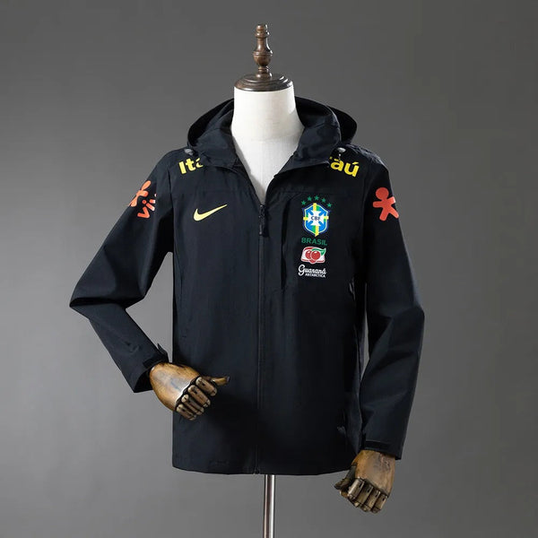 Brazil Windbreaker 2025/26 Black Football Kit - PalmSportss
