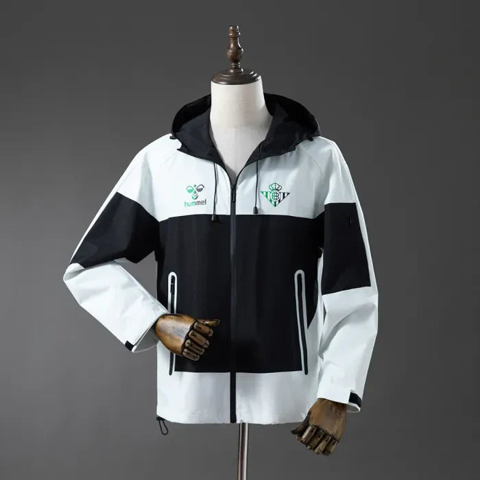 Real Betis Windbreaker 2025/26 Black White Football Kit - PalmSportss